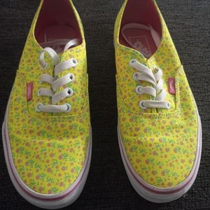 Ditsy floral neon yellow vans shoes unisex
